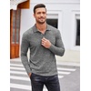image:imageCOOFANDY Mens Casual Polo Shirts Long Sleeve Textured Knit Tee Shirt Wrok TshirtsDark Grey