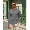 image:imageCOOFANDY Mens Casual Polo Shirts Long Sleeve Textured Knit Tee Shirt Wrok TshirtsDark Grey