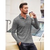 image:imageCOOFANDY Mens Casual Polo Shirts Long Sleeve Textured Knit Tee Shirt Wrok TshirtsDark Grey