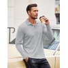 image:imageCOOFANDY Mens Casual Polo Shirts Long Sleeve Textured Knit Tee Shirt Wrok TshirtsLight Grey