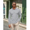 image:imageCOOFANDY Mens Casual Polo Shirts Long Sleeve Textured Knit Tee Shirt Wrok TshirtsLight Grey