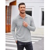 image:imageCOOFANDY Mens Casual Polo Shirts Long Sleeve Textured Knit Tee Shirt Wrok TshirtsLight Grey