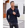 image:imageCOOFANDY Mens Casual Polo Shirts Long Sleeve Textured Knit Tee Shirt Wrok TshirtsNavy Blue