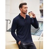 image:imageCOOFANDY Mens Casual Polo Shirts Long Sleeve Textured Knit Tee Shirt Wrok TshirtsNavy Blue