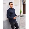 image:imageCOOFANDY Mens Casual Polo Shirts Long Sleeve Textured Knit Tee Shirt Wrok TshirtsNavy Blue