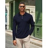 image:imageCOOFANDY Mens Casual Polo Shirts Long Sleeve Textured Knit Tee Shirt Wrok TshirtsNavy Blue