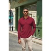 image:imageCOOFANDY Mens Casual Polo Shirts Long Sleeve Textured Knit Tee Shirt Wrok TshirtsRed