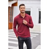 image:imageCOOFANDY Mens Casual Polo Shirts Long Sleeve Textured Knit Tee Shirt Wrok TshirtsRed