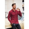 image:imageCOOFANDY Mens Casual Polo Shirts Long Sleeve Textured Knit Tee Shirt Wrok TshirtsRed