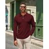 image:imageCOOFANDY Mens Casual Polo Shirts Long Sleeve Textured Knit Tee Shirt Wrok TshirtsWine Red