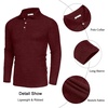 image:imageCOOFANDY Mens Casual Polo Shirts Long Sleeve Textured Knit Tee Shirt Wrok TshirtsWine Red