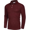 image:imageCOOFANDY Mens Casual Polo Shirts Long Sleeve Textured Knit Tee Shirt Wrok TshirtsWine Red