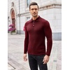image:imageCOOFANDY Mens Casual Polo Shirts Long Sleeve Textured Knit Tee Shirt Wrok TshirtsWine Red