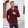image:imageCOOFANDY Mens Casual Polo Shirts Long Sleeve Textured Knit Tee Shirt Wrok TshirtsWine Red