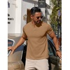 image:imageCOOFANDY Mens Cotton Henley TShirts Short Sleeve Button Casual Basic Tees Work Shirts with Split SideLight Brown