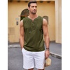 image:imageCOOFANDY Mens Cotton Linen Tank Top Shirts Casual Sleeveless Lace Up Beach Hippie Tops Bohemian Renaissance Pirate TunicArmy