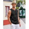 image:imageCOOFANDY Mens Cotton Linen Tank Top Shirts Casual Sleeveless Lace Up Beach Hippie Tops Bohemian Renaissance Pirate TunicBlack