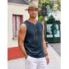 image:imageCOOFANDY Mens Cotton Linen Tank Top Shirts Casual Sleeveless Lace Up Beach Hippie Tops Bohemian Renaissance Pirate TunicBlue