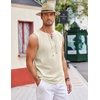 image:imageCOOFANDY Mens Cotton Linen Tank Top Shirts Casual Sleeveless Lace Up Beach Hippie Tops Bohemian Renaissance Pirate TunicCream