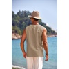 image:imageCOOFANDY Mens Cotton Linen Tank Top Shirts Casual Sleeveless Lace Up Beach Hippie Tops Bohemian Renaissance Pirate TunicKhaki