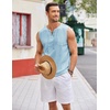 image:imageCOOFANDY Mens Cotton Linen Tank Top Shirts Casual Sleeveless Lace Up Beach Hippie Tops Bohemian Renaissance Pirate TunicSky Blue
