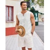 image:imageCOOFANDY Mens Cotton Linen Tank Top Shirts Casual Sleeveless Lace Up Beach Hippie Tops Bohemian Renaissance Pirate TunicWhite