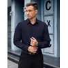 image:imageCOOFANDY Mens Dress Shirts Long Sleeve Wrinkle Free Button Down Shirts Formal Business ShirtDark Blue