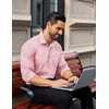 image:imageCOOFANDY Mens Dress Shirts Long Sleeve Wrinkle Free Button Down Shirts Formal Business ShirtPink