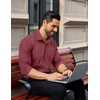 image:imageCOOFANDY Mens Dress Shirts Long Sleeve Wrinkle Free Button Down Shirts Formal Business ShirtWine Red