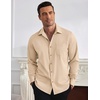 image:imageCOOFANDY Mens Dress Shirts Wrinkle Free Long Sleeve Button Down Shirt Formal Business ShirtsLight Khaki