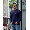 image:imageCOOFANDY Mens Henley Long Sleeve Shirts Casual Button TShirt Pullover Basic Tees with PocketA Navy Blue