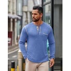 image:imageCOOFANDY Mens Henley Long Sleeve Shirts Casual Button TShirt Pullover Basic Tees with PocketBlue