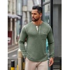 image:imageCOOFANDY Mens Henley Long Sleeve Shirts Casual Button TShirt Pullover Basic Tees with PocketGreen