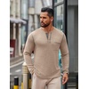 image:imageCOOFANDY Mens Henley Long Sleeve Shirts Casual Button TShirt Pullover Basic Tees with PocketKhaki