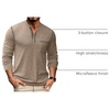 image:imageCOOFANDY Mens Henley Long Sleeve Shirts Casual Button TShirt Pullover Basic Tees with PocketKhaki
