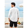 image:imageCOOFANDY Mens Henley Shirt Vyshyvanka Long Sleeve African Print Shirts Casual Zip Up Cotton Linen Beach Hippie Shirt01white