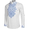 image:imageCOOFANDY Mens Henley Shirt Vyshyvanka Long Sleeve African Print Shirts Casual Zip Up Cotton Linen Beach Hippie Shirt01white