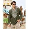 image:imageCOOFANDY Mens Henley Shirt Vyshyvanka Long Sleeve African Print Shirts Casual Zip Up Cotton Linen Beach Hippie ShirtArmy Green