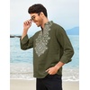 image:imageCOOFANDY Mens Henley Shirt Vyshyvanka Long Sleeve African Print Shirts Casual Zip Up Cotton Linen Beach Hippie ShirtArmy Green