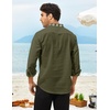 image:imageCOOFANDY Mens Henley Shirt Vyshyvanka Long Sleeve African Print Shirts Casual Zip Up Cotton Linen Beach Hippie ShirtArmy Green
