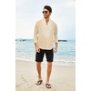 image:imageCOOFANDY Mens Henley Shirt Vyshyvanka Long Sleeve African Print Shirts Casual Zip Up Cotton Linen Beach Hippie ShirtBeige