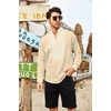image:imageCOOFANDY Mens Henley Shirt Vyshyvanka Long Sleeve African Print Shirts Casual Zip Up Cotton Linen Beach Hippie ShirtBeige