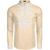 image:imageCOOFANDY Mens Henley Shirt Vyshyvanka Long Sleeve African Print Shirts Casual Zip Up Cotton Linen Beach Hippie ShirtBeige