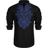 image:imageCOOFANDY Mens Henley Shirt Vyshyvanka Long Sleeve African Print Shirts Casual Zip Up Cotton Linen Beach Hippie ShirtBlack