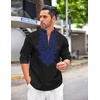 image:imageCOOFANDY Mens Henley Shirt Vyshyvanka Long Sleeve African Print Shirts Casual Zip Up Cotton Linen Beach Hippie ShirtBlack