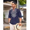 image:imageCOOFANDY Mens Henley Shirt Vyshyvanka Long Sleeve African Print Shirts Casual Zip Up Cotton Linen Beach Hippie ShirtBlue