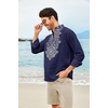 image:imageCOOFANDY Mens Henley Shirt Vyshyvanka Long Sleeve African Print Shirts Casual Zip Up Cotton Linen Beach Hippie ShirtBlue