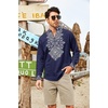 image:imageCOOFANDY Mens Henley Shirt Vyshyvanka Long Sleeve African Print Shirts Casual Zip Up Cotton Linen Beach Hippie ShirtBlue