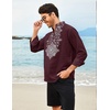 image:imageCOOFANDY Mens Henley Shirt Vyshyvanka Long Sleeve African Print Shirts Casual Zip Up Cotton Linen Beach Hippie ShirtDark Red