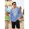 image:imageCOOFANDY Mens Henley Shirt Vyshyvanka Long Sleeve African Print Shirts Casual Zip Up Cotton Linen Beach Hippie ShirtDenim Blue